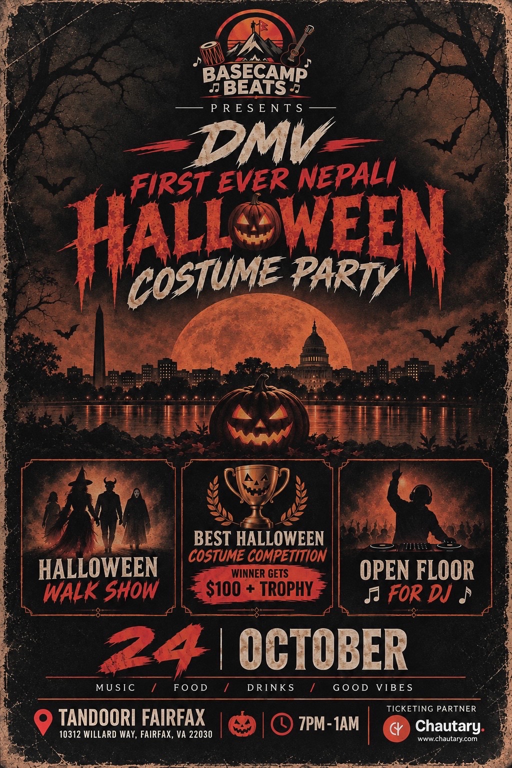 Basecamp Beats presents DMV first-ever Nepali Halloween costume party — October 24 at Tandoori Fairfax